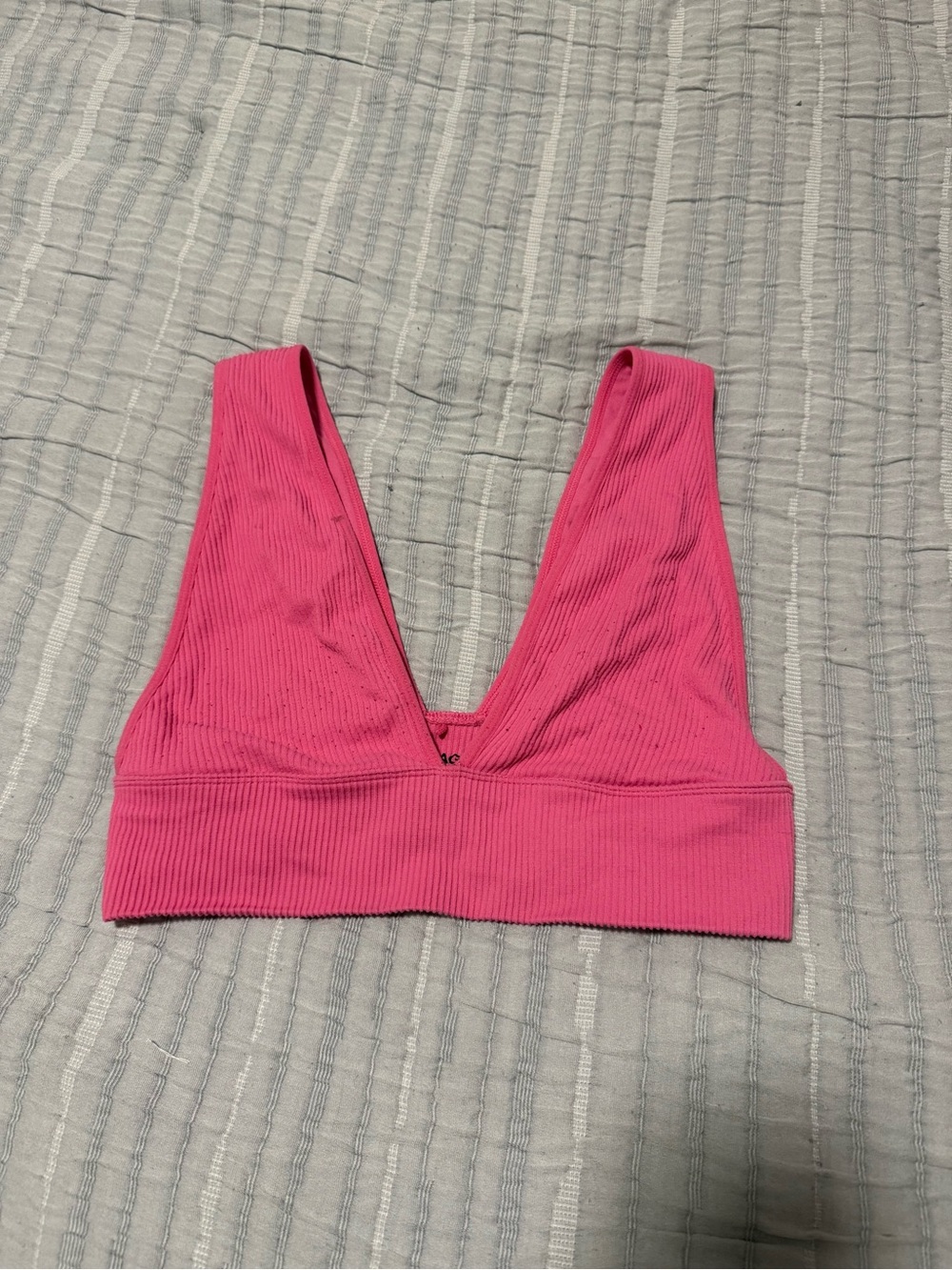 Garage Bright Pink Ribbed V-Neck Sports Bralette